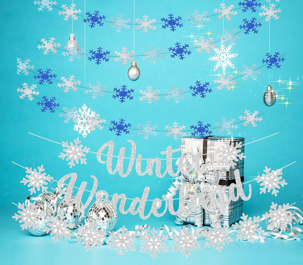 Winter Wonderland Decorations/Snowflake Hanging Decorations/Christmas Snowflakes Garlands for Christmas Ornaments/Frozen Birthday Wedding