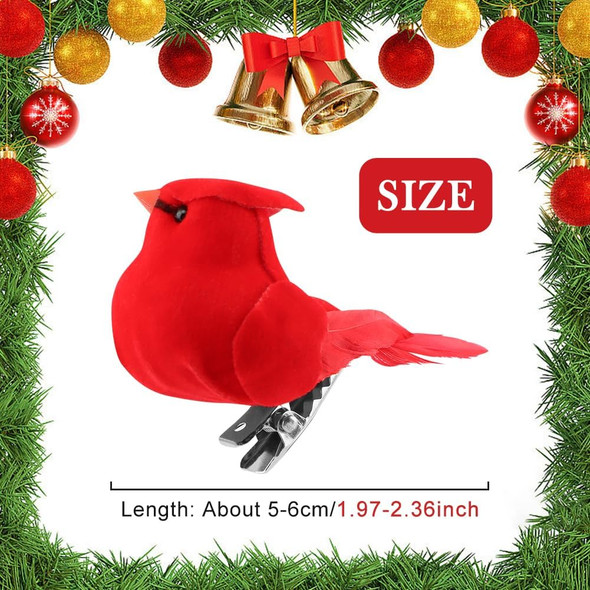 20PCS Christmas Mini Cardinal Clip on Tree Ornaments Bird Decorations, Small Red Artificial Birds Foam Feather Birds for DIY Crafts Christmas Tree Gardening Wreath Decoration(Red)