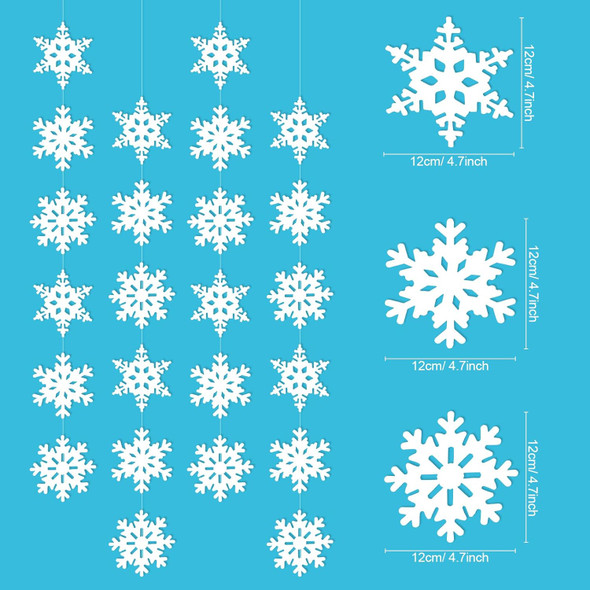 12 Pack Christmas Snowflake Hanging Garland, 72pcs White Snowflake, Frozen Winter Xmas Tree Year Party Door Window Streamer String Bunting Decorations