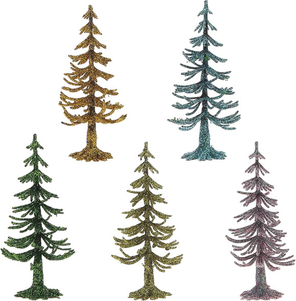 5 Kinds Mini Christmas Trees Pine Trees Artificial Tree Powder DIY Building Sandbox Landscape Decoration Home Winter Table Party Craft