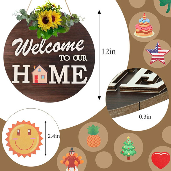 Interchangeable Welcome Front Door Sign Round Wood 4 Seasonal Wreaths 21 Changeable Icons Decoration Hanging Outdoor Farmhouse Porch for Easter Thanksgiving Halloween Christmas Independence Day Interchangeable Welcome Front Door Sign Round Wood 4 Seasonal Wreaths 21 Changeable Icons Decoration Hanging Outdoor Farmhouse Porch for Easter Thanksgiving Halloween Christmas Independence Day