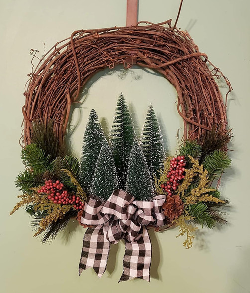 Bottle Brush Trees Christmas Decor, Small Mini Christmas Trees for Tabletop, Christmas Decorations for Indoor Kitchen Village Table Centerpieces, Mini Green Xmas Flocked Frosted Sisal Tree