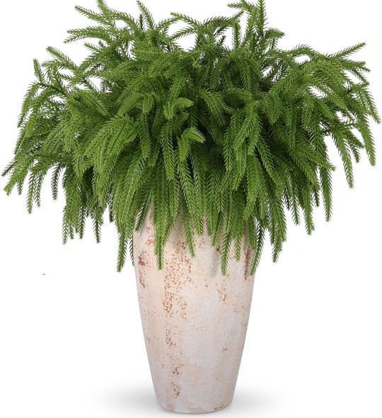 12 Pcs Christmas Norfolk Pine Branches, Norfolk Pine Artificial Christmas Stems DIY Crafts Faux Christmas Greenary Norfolk Pine Branches for Xmas Wreath Garland Home Decor (12)
