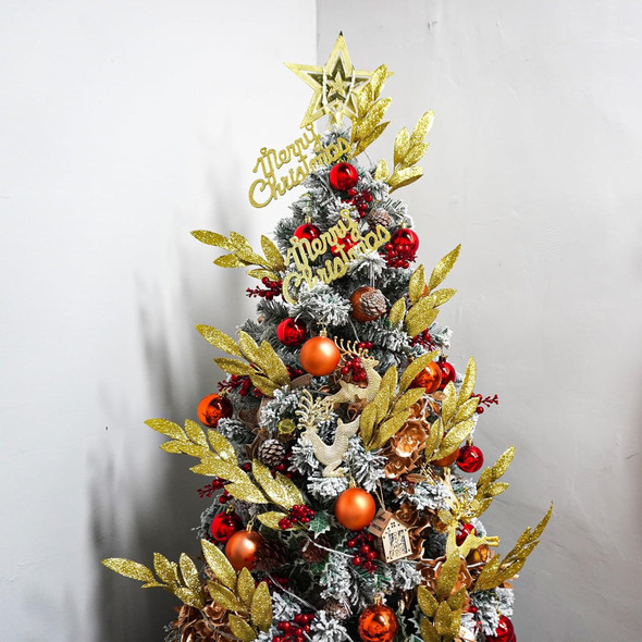 24 Pcs Artificial Glitter Gold Leaves,13" Glittered Christmas Gold Flowers Leaf Christmas Tree Picks and Sprays for Christmas Wreath Xmas Tree Ornaments Wedding Table Decorations