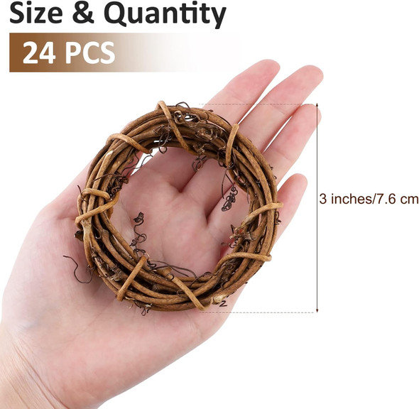 Ruisita 24 Pieces Grapevine Wreaths Vine Branch Wreath Natural 3 Inch Christmas Rattan Wreath Garland Decoration for Christmas Holiday Craft or Wedding Supplies Ruisita 24 Pieces Grapevine Wreaths Vine Branch Wreath Natural 3 Inch Christmas Rattan Wreath Garland Decoration for Christmas Holiday Craft or Wedding Supplies