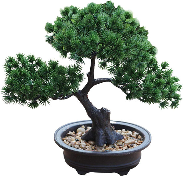 Artificial Bonsai Pine Tree, Fake Desk Plants Room Decor for Desktop Display Simulation Office Living Room Zen Garden Decoration Indoor Home Décor