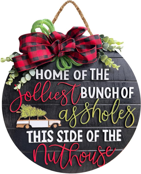 Christmas 3D Door Hanger Sign-National Lampoons Christmas Welcome Sign for Front Door-Rustic Farmhouse Christmas Hanging Sign for Home Decor House Christmas Vacation Decor (C style)