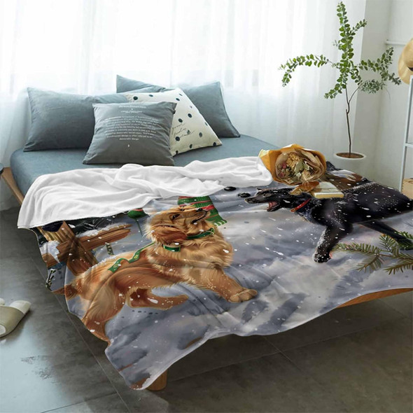 Christmas Snowman Blanket Super Soft Flannel Fleece Cute Dogs Snowflake Throw Blanket Lightweight Cozy Warm Fuzzy Plush Xmas Wreath Red Green White Microfiber Blankets for Couch Bed Sofa 40x50inch