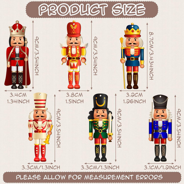 36 Pieces Christmas Nutcrackers Decorations Nutcracker Ornaments Wooden Hanging Christmas Decorations Nutcracker Figures (Classical Style)