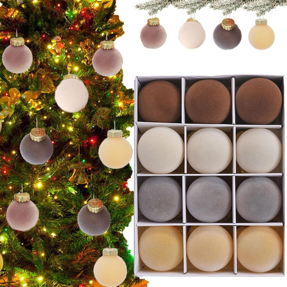 12Pcs Velvet Christmas Balls Christmas Tree Decorations, Velvet Ornaments for Christmas Tree, Velvet Christmas Ornaments Balls, 2.4 Inch Velvet Christmas Ornaments (H)