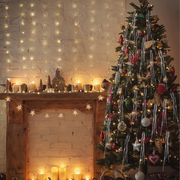 14000 Piece Christmas Icicle Tinsel Foil Fringes Tinsel Birthday Tinsel Curtain Strand Icicle Tinsel Christmas Tree Tinsel Decoration for Christmas Holiday Decor Birthday Supplies (Silver)