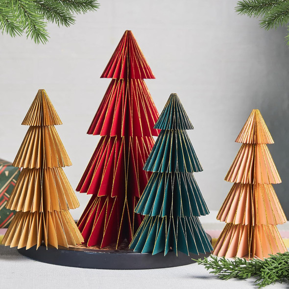 SUNBEAUTY 4 PCS Paper Christmas Tree Honeycomb Christmas Tree 3D Christmas Honeycomb Table Centerpiece Christmas Party Decorations Paper Trees for Home Xmas Holiday Party Decorations