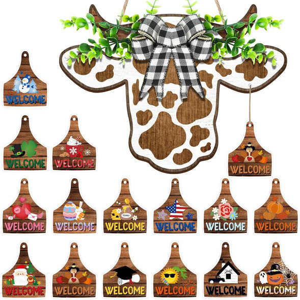 Suzile 16 Pcs Highland Cow Decor Cow Head Door Wreath Sign Interchangeable Welcome Sign Wood Farmhouse Decor s for Fall Thanksgiving Halloween Christmas Autumn Home,16.5 x 12 Inch (Urban Cow) Suzile 16 Pcs Highland Cow Decor Cow Head Door Wreath Sign Interchangeable Welcome Sign Wood Farmhouse Decor s for Fall Thanksgiving Halloween Christmas Autumn Home,16.5 x 12 Inch (Urban Cow)