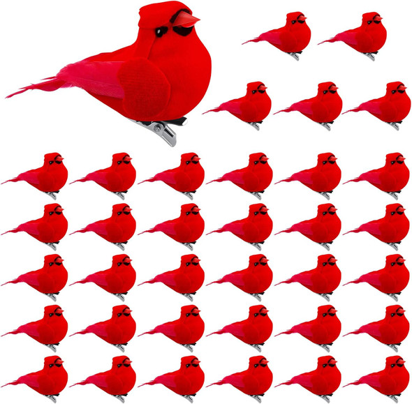Taiyin 36 Pcs Red Cardinal with Clip on Christmas Tree Ornament Mini Red Feather Fake Birds Decorations Bird Craft Ornament for Christmas Tree Home Outdoor Wreath Arts Decoration Taiyin 36 Pcs Red Cardinal with Clip on Christmas Tree Ornament Mini Red Feather Fake Birds Decorations Bird Craft Ornament for Christmas Tree Home Outdoor Wreath Arts Decoration