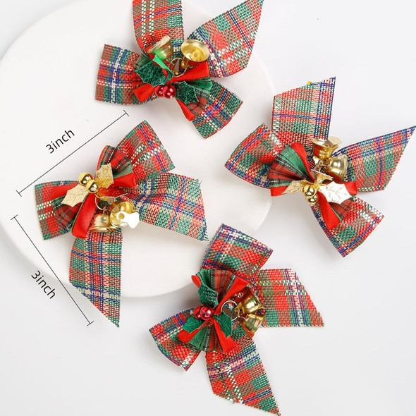 Christmas Ornament Bows Decorations, 4 pcs Vintage Plaid Bows Decor for Christmas Tree and s Decoration, Cute Bows with Jingle Bells for Christmas Garland, Crafts, Wrapping Christmas Ornament Bows Decorations, 4 pcs Vintage Plaid Bows Decor for Christmas Tree and s Decoration, Cute Bows with Jingle Bells for Christmas Garland, Crafts, Wrapping