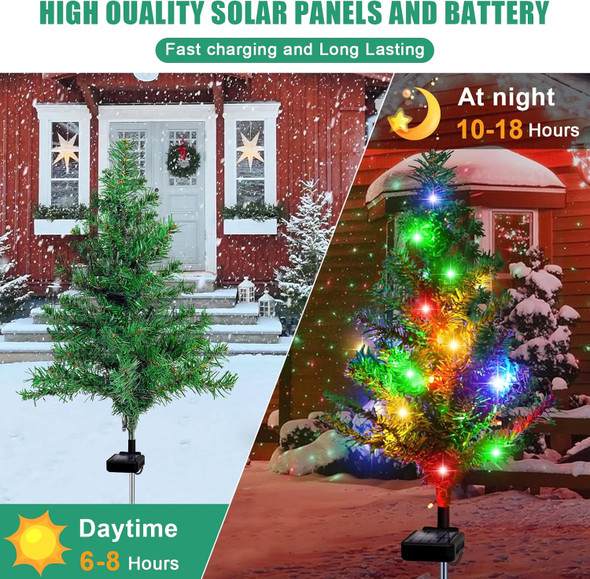 Solar Christmas Tree 4 Pack Garden Stake Light Waterproof Christmas Decorations Christmas Tree Light ，Outdoor Waterproof Christmas Pathway Lights for Christmas Decoration Pathway Garden Patio Yard