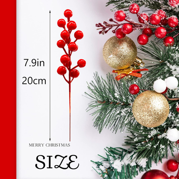 30 Pcs Artificial Red Berry Stems,7.9 Inch Christmas Holly Berries Picks for DIY Crafts,Wreath,Xmas Tree,Berry Branch for Wedding Home and Party Decor