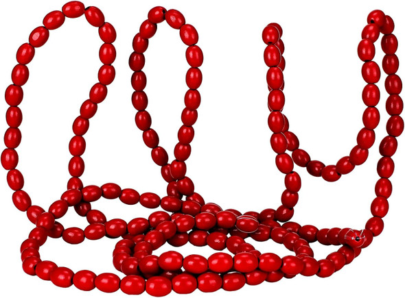 Tigeen 12ft Christmas Boho Wood Bead Garland Vintage Cranberry Wooden Beads Garland Decor Xmas Red White Rustic Christmas Tree Garland Farmhouse Wall Hanging Ornaments(1 Pcs,Cranberry Red)