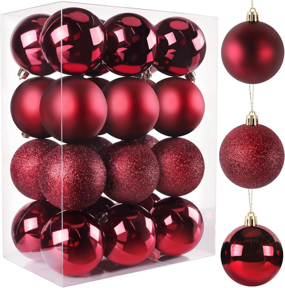Christmas Ball Ornaments 24pcs 2.5-Inch Christmas Tree Decorations for Xmas Tree Balls, Ideal for Holiday Christmas Party Wreath Tabletop Tree Decor Ornaments（Red）