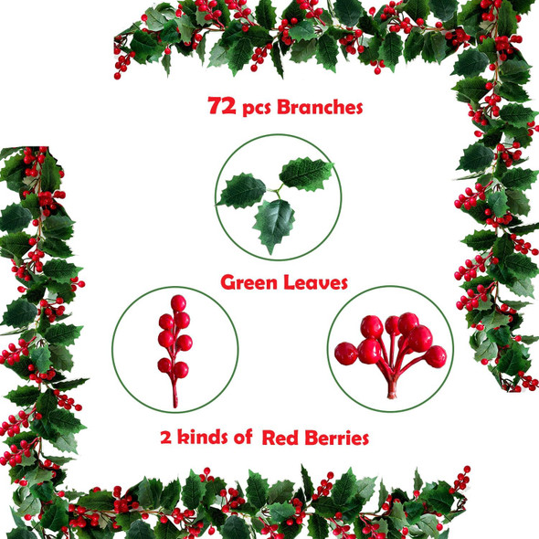 2Pcs Red Berry Christmas Garland 5.74FT Artificial Berries Garland for Mantle Indoor Outdoor Decoration Christmas Home Fireplace Winter Christmas Holiday Year Decor 2Pcs Red Berry Christmas Garland 5.74FT Artificial Berries Garland for Mantle Indoor Outdoor Decoration Christmas Home Fireplace Winter Christmas Holiday Year Decor