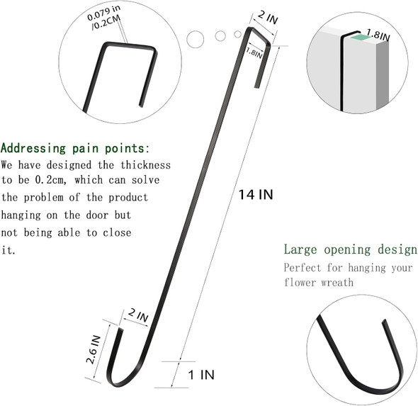 15" Wreath Hangers for Front Door,2 Pack Wreath Door Hanger,Non Scratch Over The Door Hooks Halloween Christmas Easter Decorations Welcome Sign for Front Door Décor, Slim Hangers 15" Wreath Hangers for Front Door,2 Pack Wreath Door Hanger,Non Scratch Over The Door Hooks Halloween Christmas Easter Decorations Welcome Sign for Front Door Décor, Slim Hangers