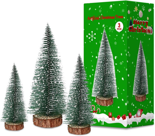 Christmas Tree, 3 Sizes, Artificial Christmas Tree with Wooden Base, Mini Christmas Tree for Christmas Tree Decoration, Table Decoration, Shop Window (10/15/20 cm)