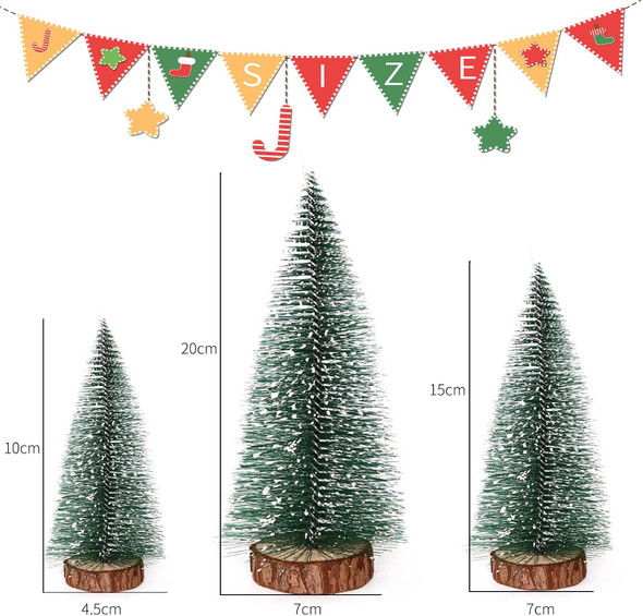 Christmas Tree, 3 Sizes, Artificial Christmas Tree with Wooden Base, Mini Christmas Tree for Christmas Tree Decoration, Table Decoration, Shop Window (10/15/20 cm)