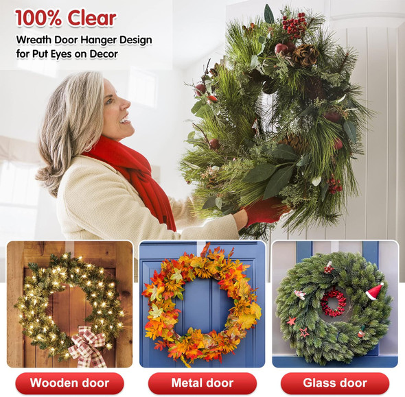 12 in Wreath-Hangers for Front Door,Door-Wreath-Hanger-Clear Over The Door Hooks,2 Pack Non-Scratch-Door-Hanger Hook for Easter Christmas Halloween Fall Wreath Decorations,Welcome Sign for Front Door 12 in Wreath-Hangers for Front Door,Door-Wreath-Hanger-Clear Over The Door Hooks,2 Pack Non-Scratch-Door-Hanger Hook for Easter Christmas Halloween Fall Wreath Decorations,Welcome Sign for Front Door