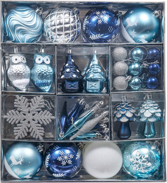 Valery Madelyn Christmas Tree Decorations Set, 80ct Navy Blue and Silver Shatterproof Christmas Ball Ornaments Bulk, Winter Wonderland Hanging Ornaments for Christmas Trees Xmas Holiday Decor Valery Madelyn Christmas Tree Decorations Set, 80ct Navy Blue and Silver Shatterproof Christmas Ball Ornaments Bulk, Winter Wonderland Hanging Ornaments for Christmas Trees Xmas Holiday Decor