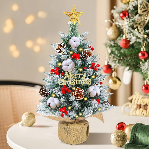 Vanleonet Mini Christmas Tree 24 Inch Small Tabletop Christmas Tree with LED Lights Ornaments Artificial Xmas Tree Christmas Decorations Indoor