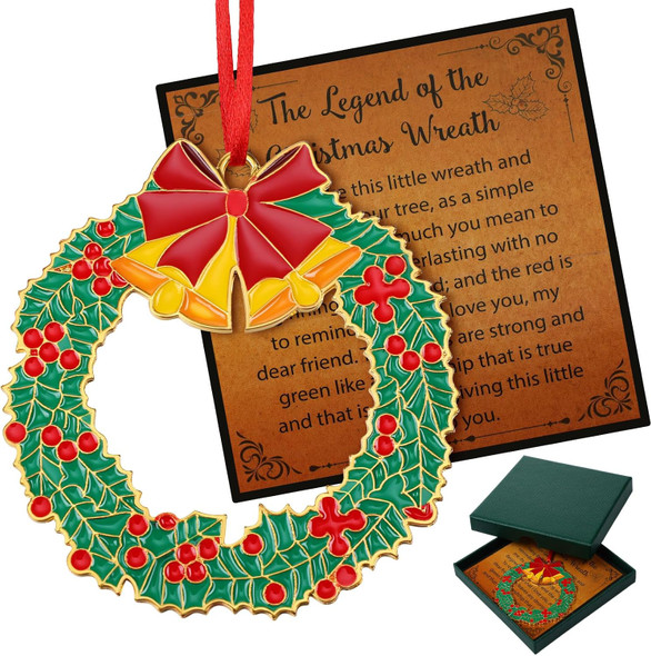 Christmas Wreath s Set The Legend of The Christmas Wreath Hanging Wreath Ornament on Card with Box Religious Christmas Wreath Ornament for Holiday Xmas Tree Home Party Favors