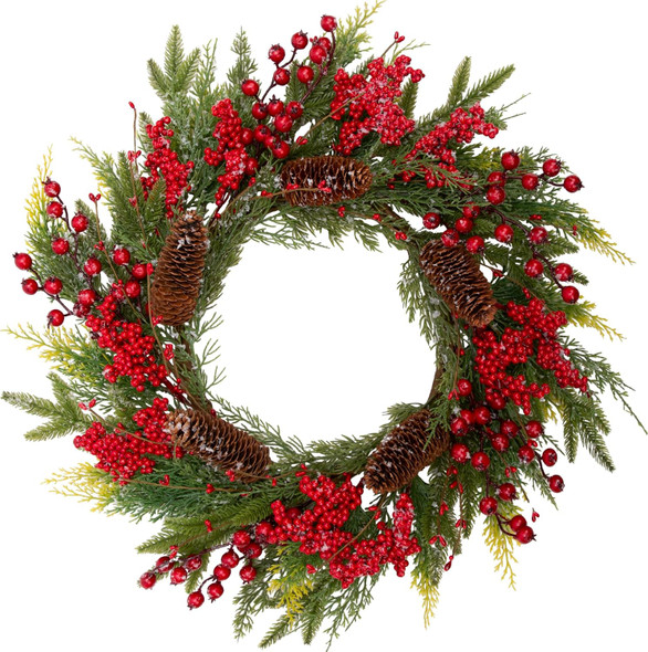 VGIA 20 Inch Christmas Wreath for Front Door Artificial Winter Wreath with Pine Needles Pinecones Red Berries Snowy Xmas Door Wreath for Indoor Outdoor Christmas Decor VGIA 20 Inch Christmas Wreath for Front Door Artificial Winter Wreath with Pine Needles Pinecones Red Berries Snowy Xmas Door Wreath for Indoor Outdoor Christmas Decor