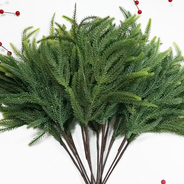 12 PCS Norfolk Pine Stems 18 Inch Christmas Norfolk Pine Branches Artificial Christmas Stems Faux Christmas Greenery for Xmas Norfolk Pine Garland Wreath Christmas Tree Home Decor