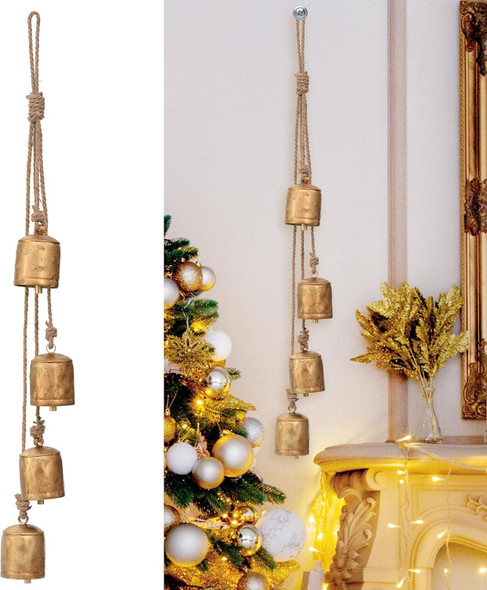 Vintage Gold Bells for Christmas Decorations: Large Christmas Bells with Jute Hanging Rope - Rustic Decorative Bells Metal Cow Bells Hanging Bells for Christmas Wreath Garland Tree Party Staircase Vintage Gold Bells for Christmas Decorations: Large Christmas Bells with Jute Hanging Rope - Rustic Decorative Bells Metal Cow Bells Hanging Bells for Christmas Wreath Garland Tree Party Staircase