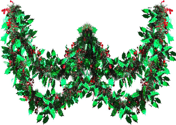 23 Ft Christmas Tinsel Garland Red and Green Hanging Garland Christmas Metallic Garland Christmas Party Decorations for Christmas Wedding Birthday Indoor Outdoor Party Decoration Supplies