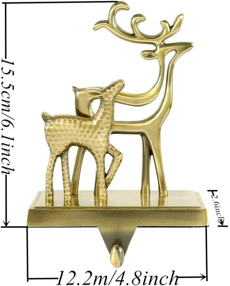 Christmas Stocking Holders for Mantle Christmas Stocking Hangers for Fireplace Anti-Slip Mantel Hanger Hooks for Stocking Hanging Ornament Firepiece Xmas Decor (Bronze Set)