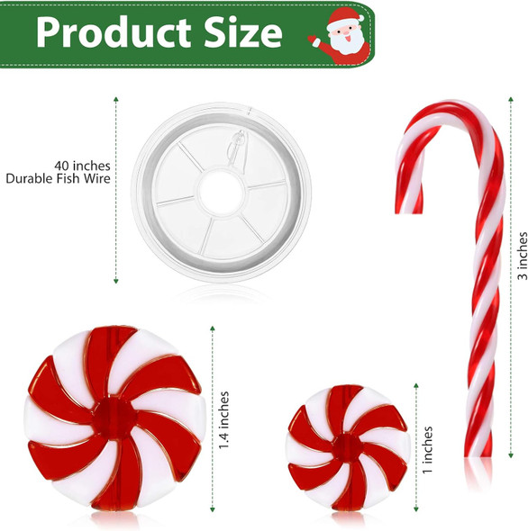 WILLBOND 48 Pcs Christmas Candy Canes Ornament Candy Swirl Garland Plastic Candy Tree Decoration Fake Candy Hanging Ornament with Crystal Wire for Xmas Party Christmas Home Decor (Red and White)