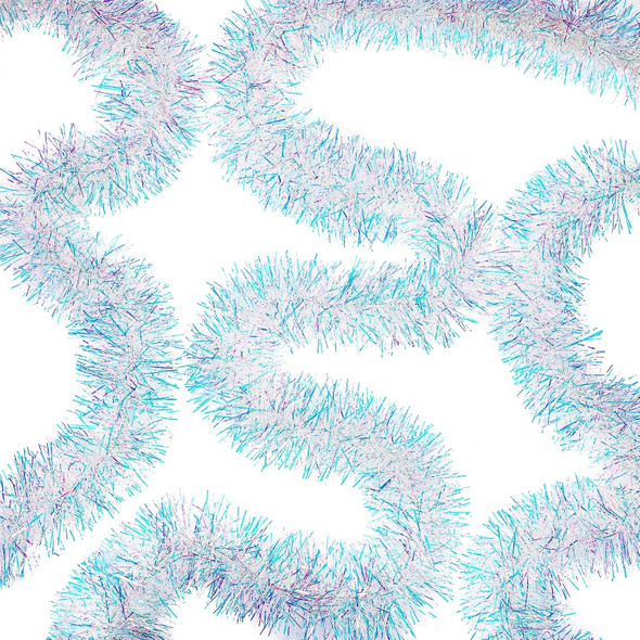 WILLBOND 50 ft Christmas Tinsel Garland Metallic Tinsel Twist Garland Christmas Tree Decorations Year Wedding Birthday Hanging Decorations Party Supplies, 3 Inch(Iridescent)