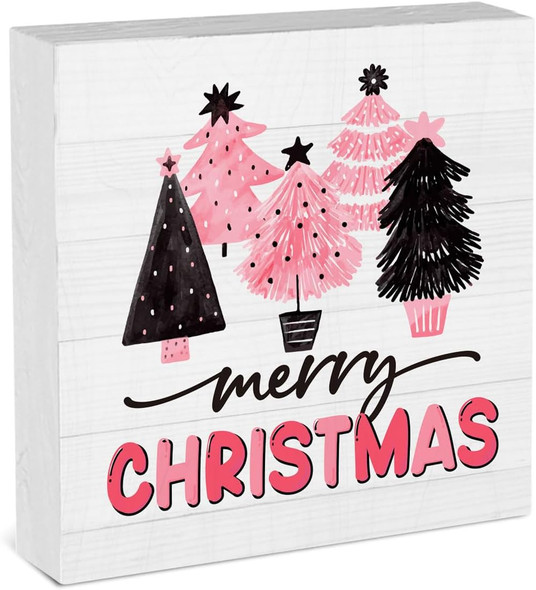 Pink and Black Merry Christmas Decor Christmas Tree Decor Black and Pink Christmas Decorations for Home Pink and Black Christmas Decor Merry Xmas Decorations 5 x 5 Inches