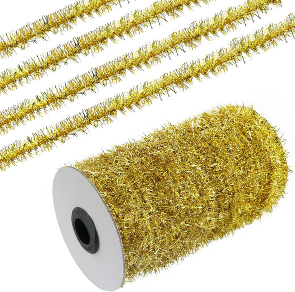XGNG Gold 50 Yards Metallic Holiday Tinsel Garland Twist Tinsel Garland Decoration Christmas Tinsel Garland Thin Glitter Tinsel for Christmas Tree Birthday Party Wedding Decorations Supplies