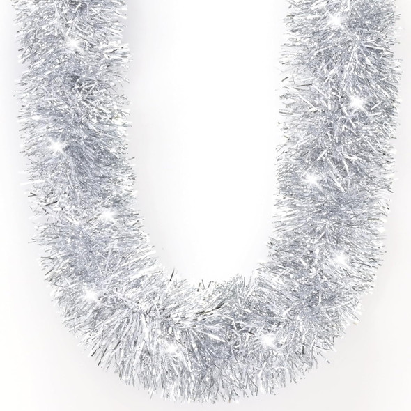 Christmas Tinsel Garland, 32.8 FT Shiny Silver Tinsel Garland Christmas Decorations, Christmas Tree Garland Metallic Twisted Hanging Christmas Garland for Xmas Tree Home Party Indoor Outdoor Decor