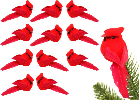 12 PCS Cardinals Christmas Ornaments, Clip On Artificial Red Birds Cardinals for Christmas Tree Ornaments Wreath Centerpiece Crafts Bird Decorations - 3.7" Long 12 PCS Cardinals Christmas Ornaments, Clip On Artificial Red Birds Cardinals for Christmas Tree Ornaments Wreath Centerpiece Crafts Bird Decorations - 3.7" Long