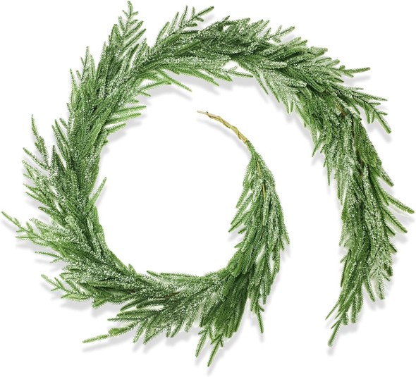 6.5ft Christmas Garland Decoration Christmas Norfolk Pine Garland Artificial Frosted Norfolk Pine Garland for Christmas Holiday Table Fireplace Wall Home Decor