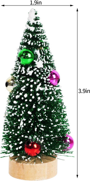 Yookat 12Pcs Mini Christmas Trees Small Sisal Trees Mini Pine Trees with Wood Base Mini Bottle Brush Trees Artificial Mini Christmas Trees Assorted Color for Christmas Winter Decoration (Multicolor)