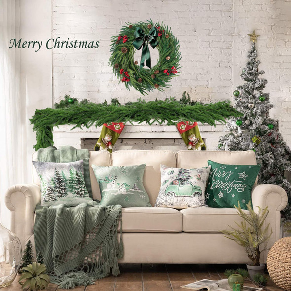 6FT Artificial Christmas Norfolk Pine Garlands,Real Touch Winter Pine Garland,Green Artificial Greenery Garland for Table, Stairs,Mantle, Wall, Indoor, Outdoor Christmas Decorations,Natural Droopy