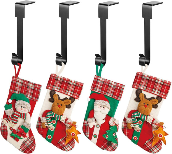 YUANQIAN Christmas Stocking Holders Mantel Hook Hangers Fireplace Hooks Hanger Christmas Stocking Hook Fireplace Hanger Grip for Christmas Party Decorations (Black)