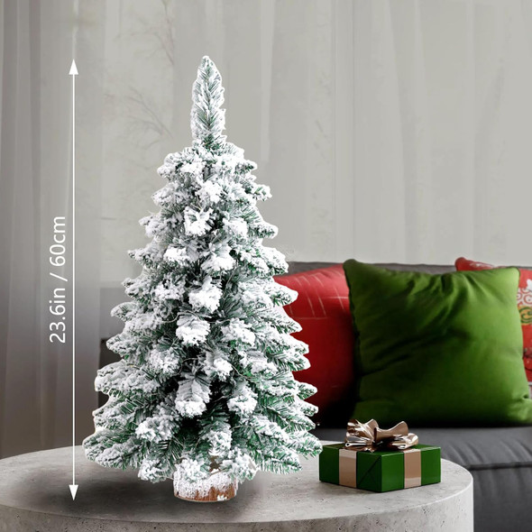 Tabletop Christmas Tree, 24inch/2ft Mini Christmas Tree, Tabletop Small Xmas Tree for Holiday Indoor DIY Christmas Decoration (White)