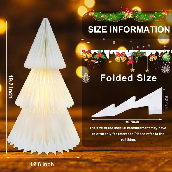Christmas Decorations Light Up Paper Christmas Tree, Foldable Warm White Led Lighted Battery Operated 19.68" Xmas Decor for Indoor Home Decor