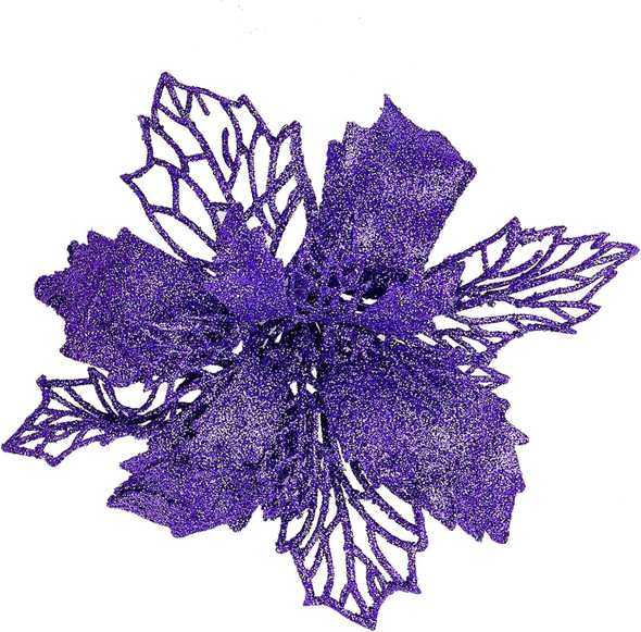 Zhenrui 12 pcs 6” Christmas Poinsettia Flower, Glitter Poinsettia Tree Ornaments, Purple Artificial Flower Decorating Wreath Garland, Great for Wedding Holiday and Home Decor, with Stems Zhenrui 12 pcs 6” Christmas Poinsettia Flower, Glitter Poinsettia Tree Ornaments, Purple Artificial Flower Decorating Wreath Garland, Great for Wedding Holiday and Home Decor, with Stems