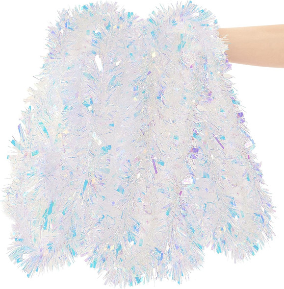 26.2 Feet Iridescent White Holiday Tinsel Garland for Christmas, Birthday, Weddings, Party Decorations, Xmas Foil Tinsel Garland for All-Season Home Indoor Outdoor Party Supplies(Iridescent White) 26.2 Feet Iridescent White Holiday Tinsel Garland for Christmas, Birthday, Weddings, Party Decorations, Xmas Foil Tinsel Garland for All-Season Home Indoor Outdoor Party Supplies(Iridescent White)